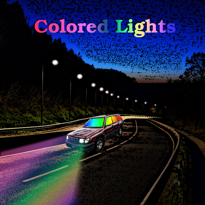 colored lights with headlights